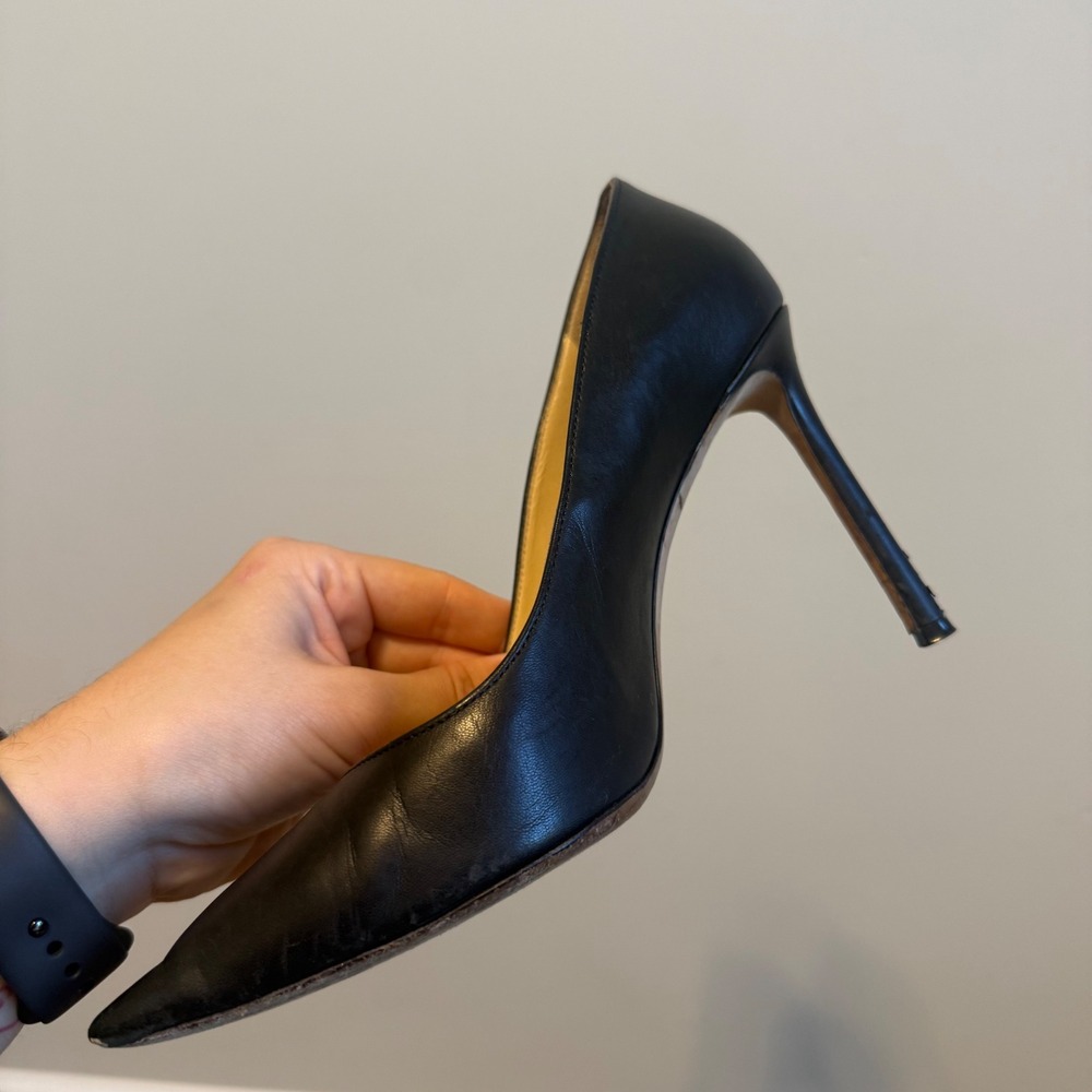 Jimmy Choo Black Leather Pointed Toe Stiletto Pumps Heels IT 38 US 8 - Picture 14 of 16